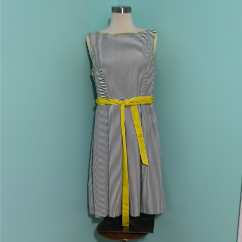 Siena Studio Gray and Yellow A-Line Midi Dress